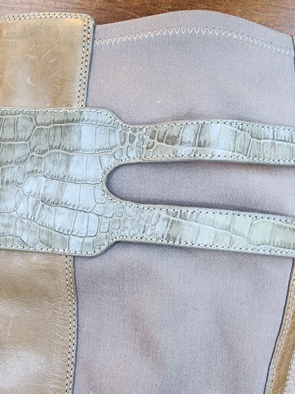 Cole Haan Air Tennley Leather Buckle Riding Boots Two Tone Croc Accent 7.5 - Picture 3 of 10